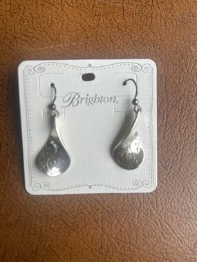Brighton Silver Scroll Teardrop Dangle Earrings